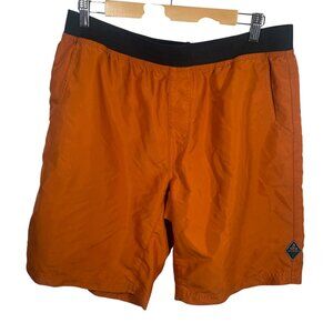 Prana Mojo Shorts Mens XL Athletic Lounge Hiking Outdoor Orange Stretch Pockets